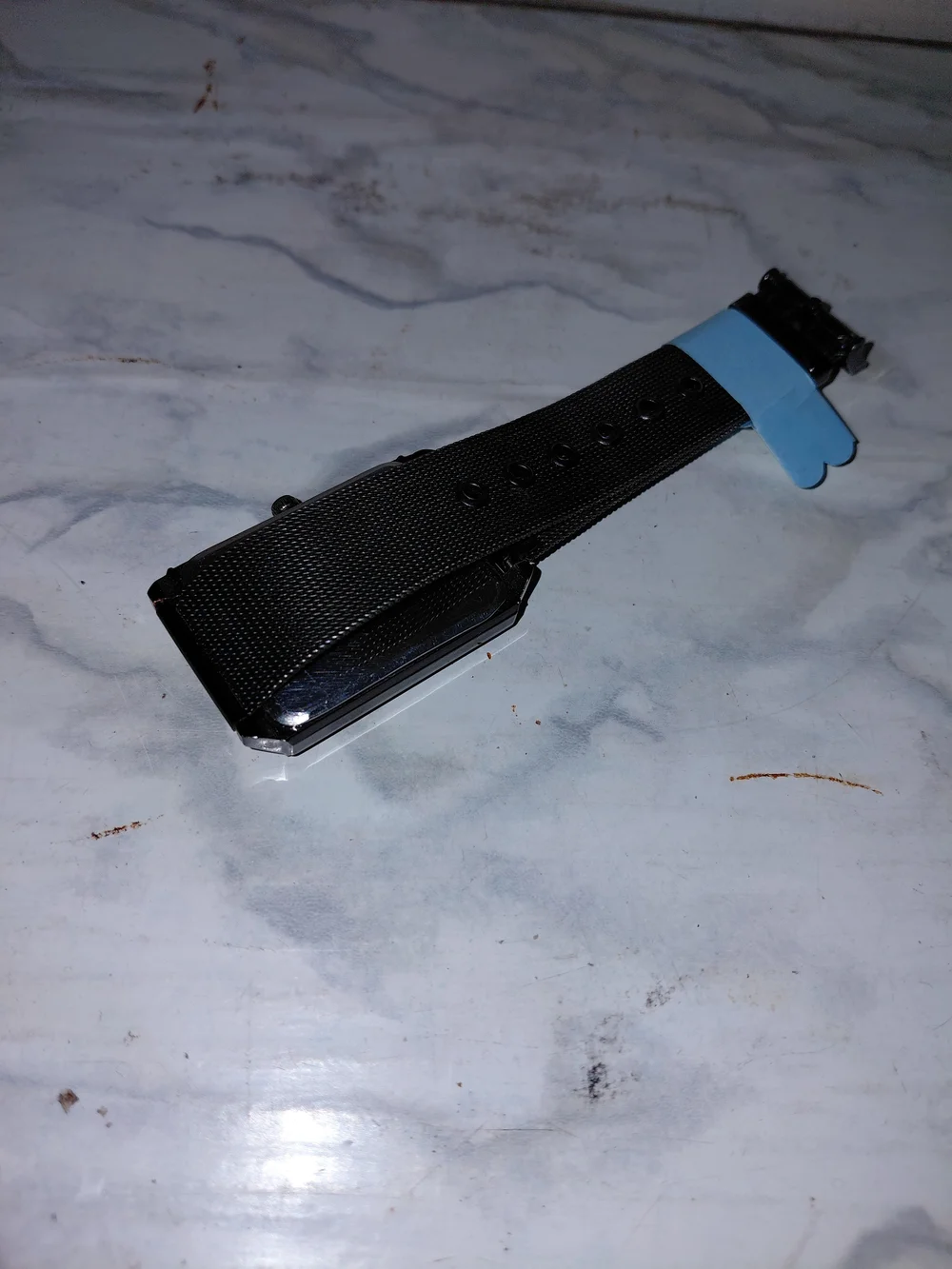 Black Mesh Quartz Watch with Blue Hands
